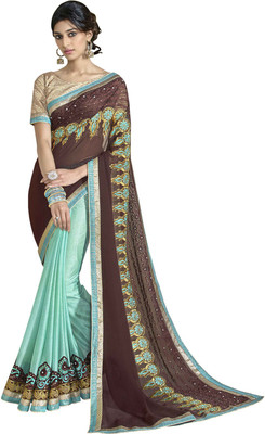 

Jiya Self Design, Embroidered, Embellished Fashion Jute, Lycra, Georgette Saree(Green, Brown, Beige, Beige;brown;green