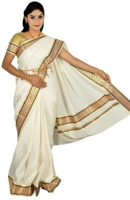 

Fashionkiosks Self Design Balarampuram Cotton Saree(Multicolor), Cream