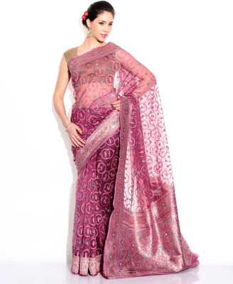 

Zain Textiles Woven Banarasi Net Saree(Pink)