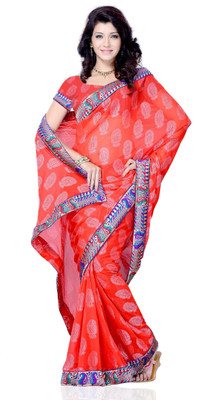 

JTInternational Self Design Fashion Jacquard Saree(Red)
