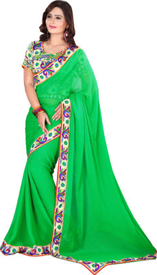

Indianbeauty Self Design, Printed Bollywood Chiffon Saree(Green)