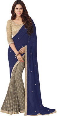 

Vishal Self Design Bollywood Chiffon Saree(Blue, Grey)