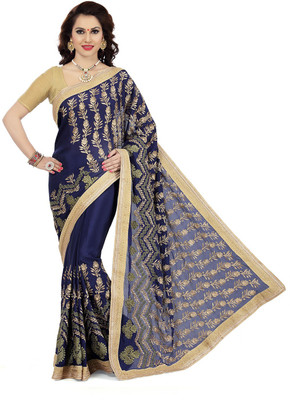 

Ishin Embellished Fashion Jacquard Saree(Blue), Blue & beige