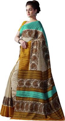

Sunaina Printed Fashion Cotton Linen Blend Saree(Multicolor)