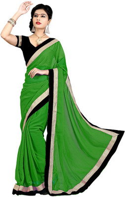 

Party Wear Dresses Plain Fashion Chiffon Saree(Green)