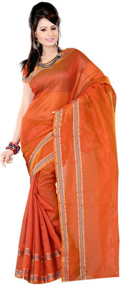 

Sanju Sarees Solid Fashion Art Silk Saree(Orange)
