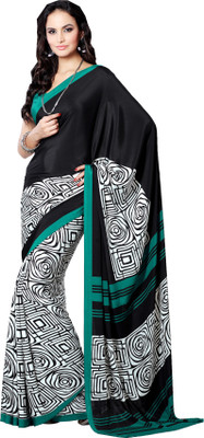 

Kanheyas Printed Fashion Handloom Chiffon Saree(Black, White), Multicolor