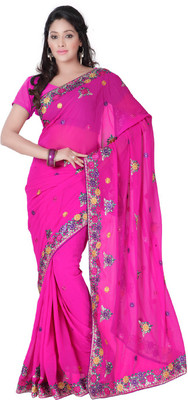 

Desi Butik Embroidered Fashion Art Silk Saree(Magenta)