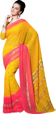 

Lovely Look Printed Daily Wear Georgette Saree(Yellow, Pink)