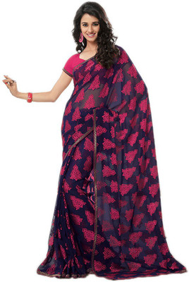 

Party Wear Dresses Printed Fashion Pure Chiffon Saree(Pink)