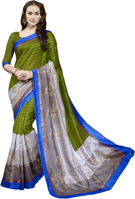 

Ewows Printed Bhagalpuri Silk Saree(Grey)