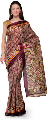 

Cenizas Printed, Animal Print Fashion Art Silk Saree(Multicolor), Purple
