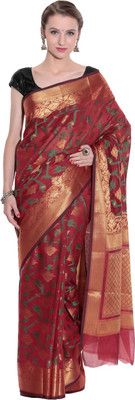 Kataan Bazaar Woven Banarasi Art Silk Saree(Maroon)
