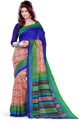 

EthnicQueen Floral Print Fashion Art Silk Saree(Multicolor), Blue