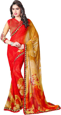 

Lovelylook Printed Fashion Georgette Saree(Multicolor), Red & yellow