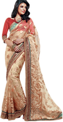 

Vishal Printed Bollywood Net Saree(Brown), Chikoo