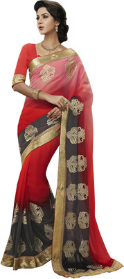 

Desi Butik Self Design Fashion Chiffon Saree(Pink)