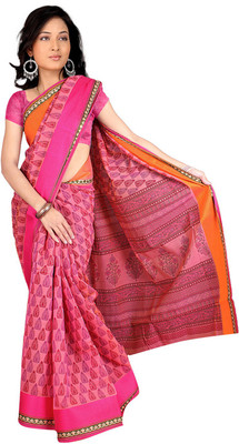 

Desi Butik Embroidered Fashion Chanderi Saree(Pink)