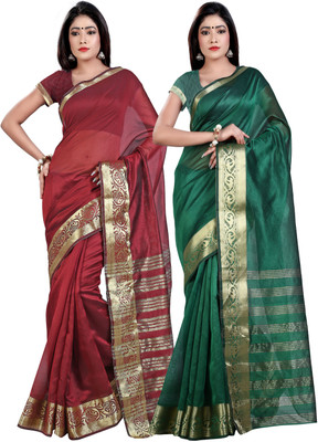

Weavedeal Solid Banarasi Chanderi Saree(Pack of 2, Multicolor)