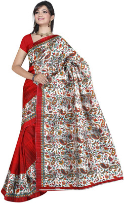 

Lovelylook Printed Daily Wear Art Silk Saree(Red, White)