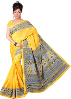 

Khushali Self Design, Printed Fashion Chiffon Saree(Yellow, Multicolor), Multicolor;yellow