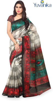 Sunaina Printed Bhagalpuri Art Silk Saree(Multicolor)
