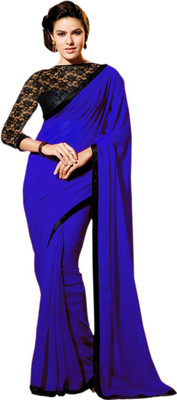 

Indrani Solid Bollywood Georgette Saree(Multicolor), Blue