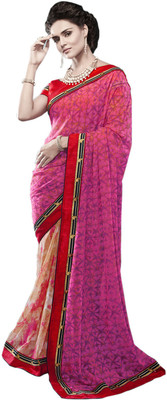 

Vandv Shop Printed Fashion Handloom Georgette Saree(Pink)