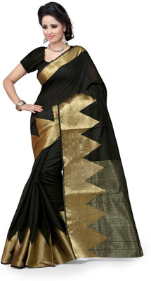 

Style U Self Design Banarasi Cotton Saree(Black)