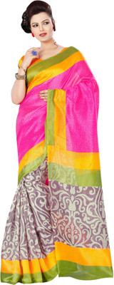 

JTInternational Printed Bhagalpuri Silk Saree(Multicolor)