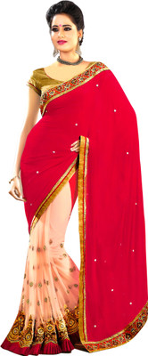 

Party Wear Dresses Embroidered Fashion Georgette Saree(Red)
