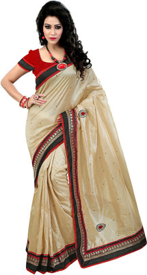 

Fashiondeal Self Design Fashion Art Silk Saree(Beige, Red)