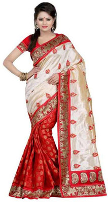 

Poornathava Self Design Bollywood Silk Saree(Red)