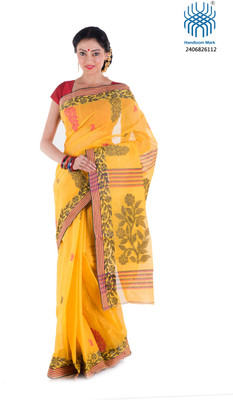 

Tantuja Woven Tangail Cotton Saree(Yellow)