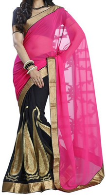 

Aksh Fashion Self Design Bollywood Chiffon Saree(Pink)