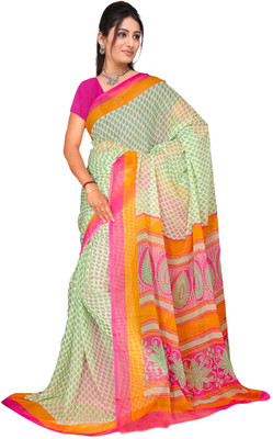 

Vardan Prints Printed Bollywood Chiffon Saree(Beige, Pink)
