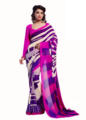 

Khushali Self Design, Printed Fashion Georgette Saree(Beige, Pink, Purple)
