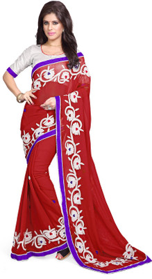 

Sourbh Sarees Embroidered Bollywood Georgette Saree(Red)