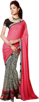 

Ishin Printed Fashion Georgette Saree(Pink)
