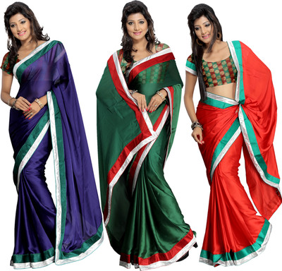 

Silkbazar Self Design Fashion Synthetic Chiffon Saree(Pack of 3, Multicolor)