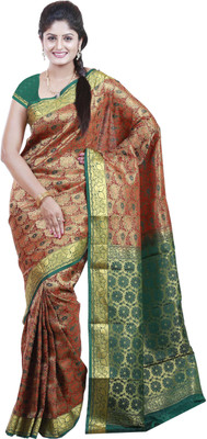 

Mimosa Woven Kanjivaram Art Silk Saree(Orange)
