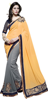 

Khoobee Embroidered Fashion Georgette Saree(Grey)