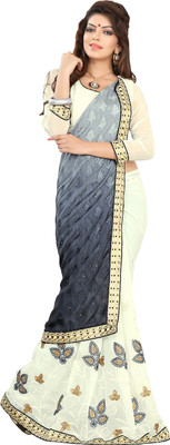 

Jiya Self Design, Embroidered, Embellished Fashion Georgette, Jacquard Saree(Grey, White)