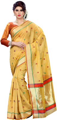 

Mimosa Solid Kanjivaram Cotton Saree(Yellow), Tussar