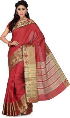 

Ishin Woven Fashion Poly Silk Saree(Red)