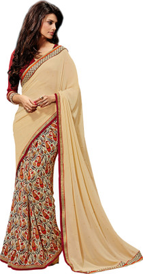 

Khoobee Self Design, Embellished Fashion Georgette Saree(Beige, Red, Multicolor), Beige;multicolor;red