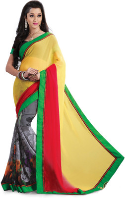 

Indianbeauty Self Design, Printed Bollywood Pure Georgette Saree(Yellow, Grey), Grey;yellow