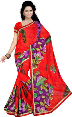 

Party Wear Dresses Printed Fashion Chiffon Saree(Red)