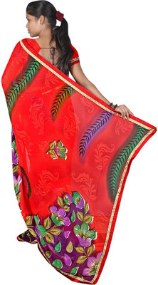 

Party Wear Dresses Printed Fashion Chiffon Saree(Red)