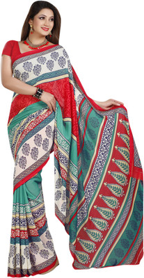 

Saara Floral Print Daily Wear Georgette Saree(Purple, White), Violet - white